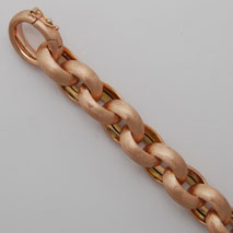 18K Rose Gold Hollow Cable Bracelet 13.1mm, Satin Finish