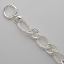 Sterling Silver Shiny / Textured Twist Link Bracelet 12.8mm