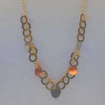 14K Tri-Color Satin Circle Necklace