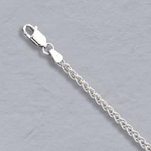 14K White Gold Round Wheat Chain 2.4mm