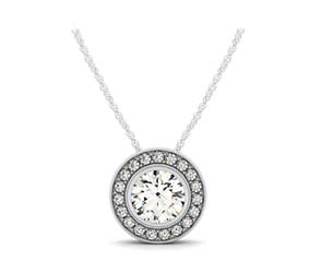 Hover Bezel Diamond Halo Pendant