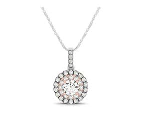 Two Tone Double Halo Drop Style Pendant