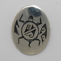 Sterling Silver Oval Turtle Pin/Pendant - Daren Saas (artist)