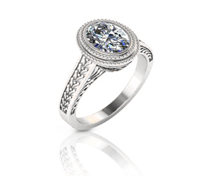 Miligrain and Filigree Halo Diamond Ring