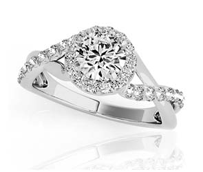 Round Halo Interwoven Diamond Ring