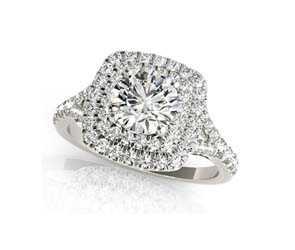 Double Halo Cushion Head Diamond Ring