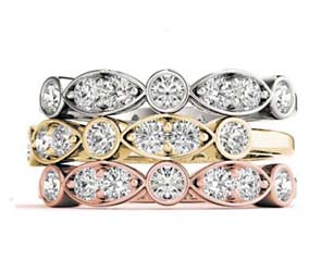 Alternating 2 Stone Stackable Diamond Ring